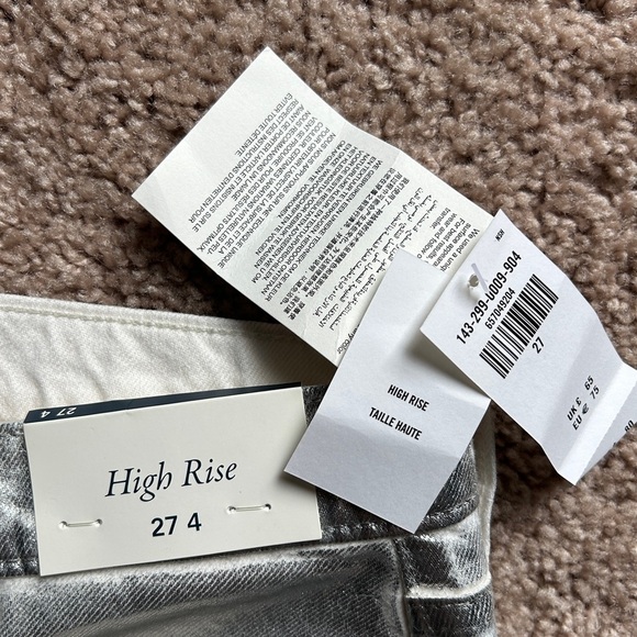 Abercrombie & Fitch Metallic Silver Denim High Rise Midi Skirt NWT Size 27/4 - Picture 7 of 14